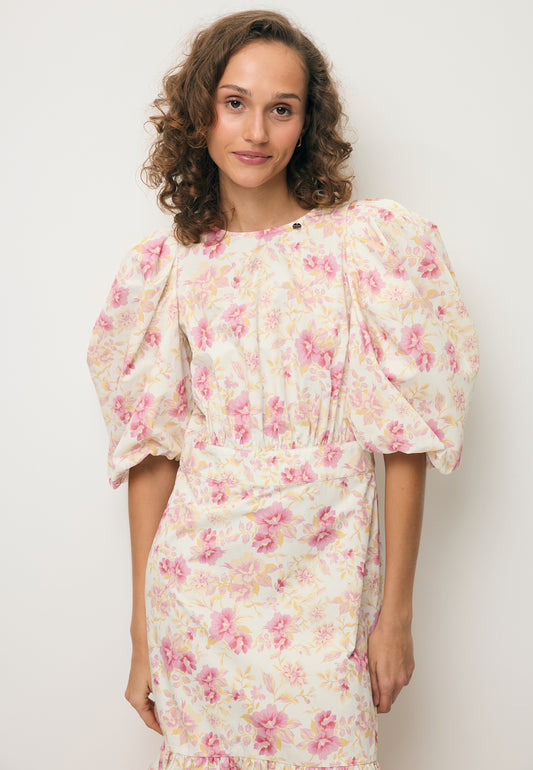 Cream MOSELLE midi dress in a floral print
