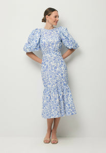 Blue MOSELLE midi dress in a floral print