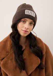 Brown merino wool beanie MOYU