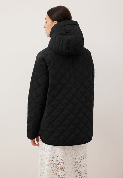 Black quilted jacket with hood NAYLA
