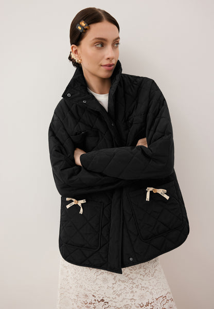 Black quilted jacket with hood NAYLA