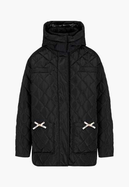 Black quilted jacket with hood NAYLA