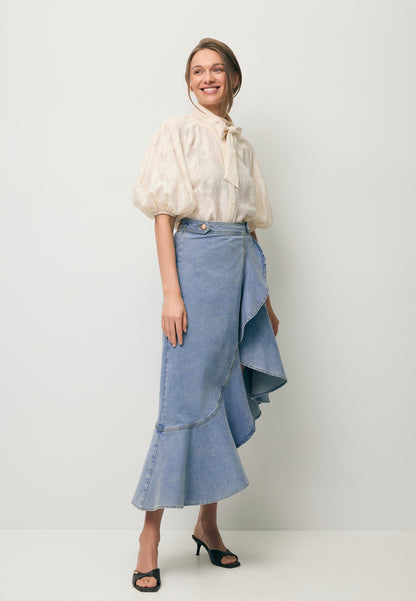 Cream AZALEA blouse with a floral pattern