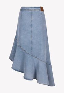 Blue NIIA denim skirt with a ruffle