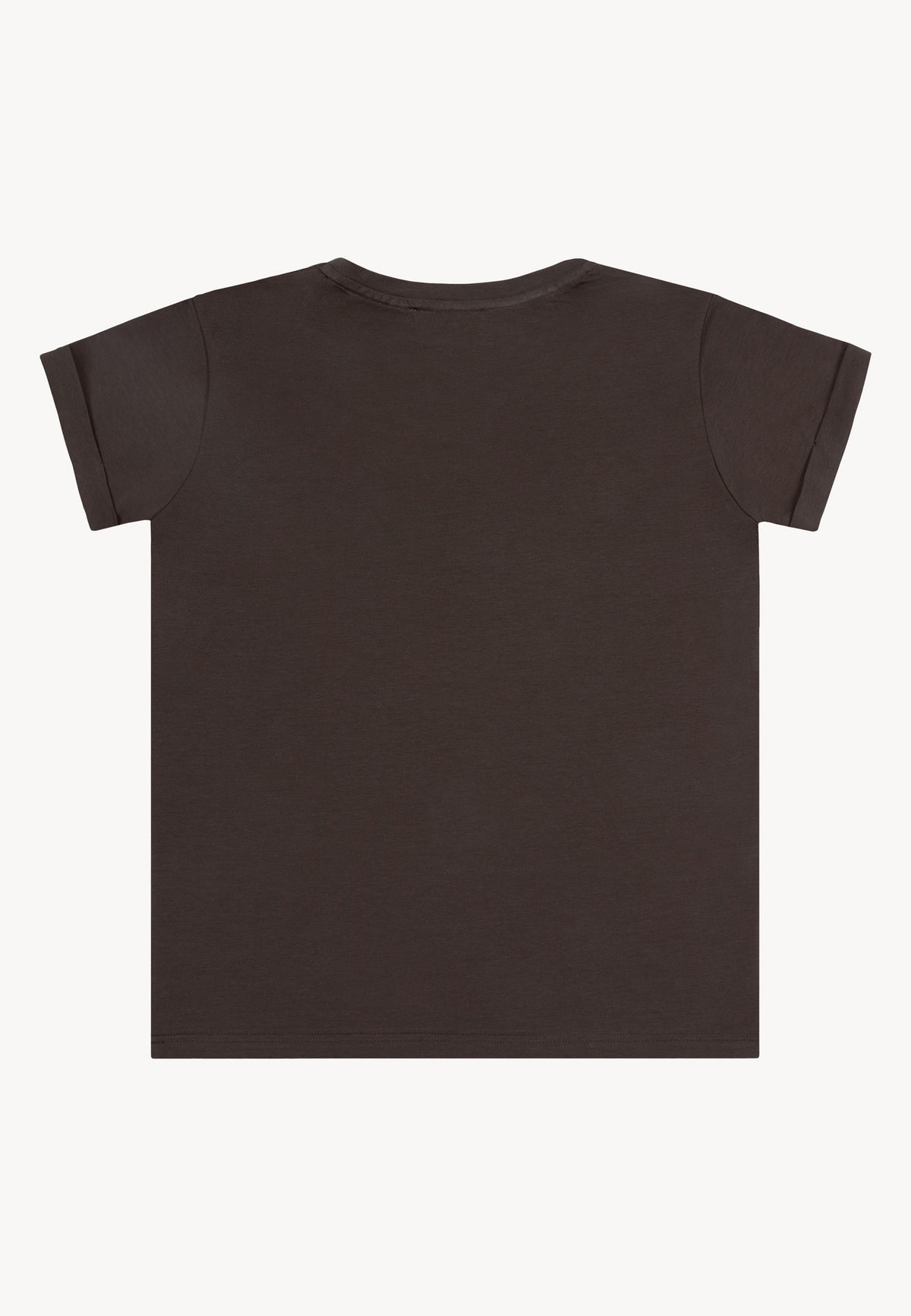 Back view of the chocolate NIKKO T-shirt.