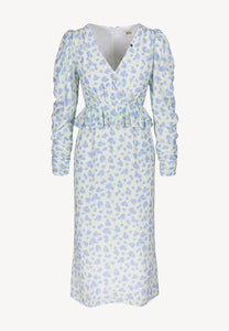 Cream midi dress with a floral print NOEMIE