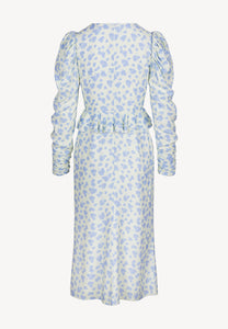 Cream midi dress with a floral print NOEMIE