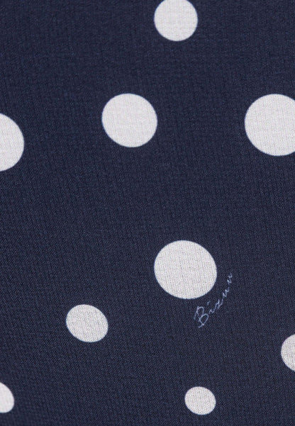 Navy polka dot dress with a pleated hem – NYLA