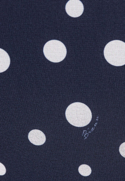 Navy polka dot dress with a pleated hem – NYLA