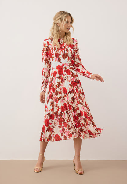 NYLA cream midi dress with pleated hem