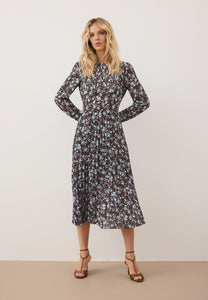 NYLA brown midi dress with pleated hem