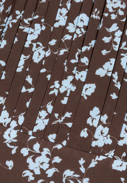 NYLA brown midi dress with pleated hem