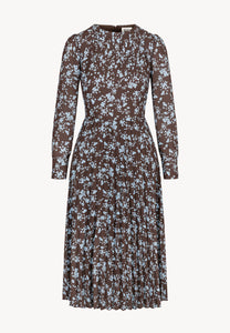 NYLA brown midi dress with pleated hem