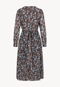 NYLA brown midi dress with pleated hem