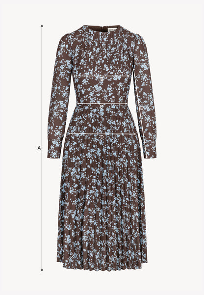 NYLA brown midi dress with pleated hem