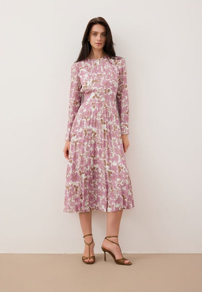 NYLA pink midi dress with pleated hem
