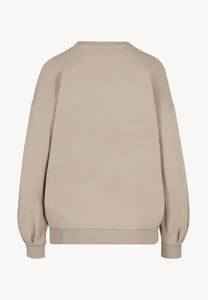 Beige oversized sweatshirt with floral appliqué ORISA