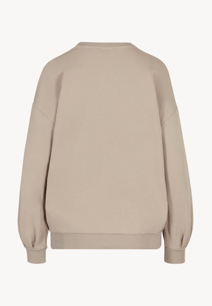 Beige oversized sweatshirt with floral appliqué ORISA