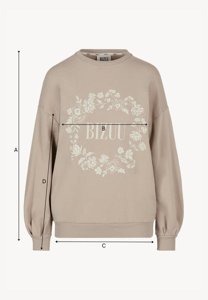 Beige oversized sweatshirt with floral appliqué ORISA