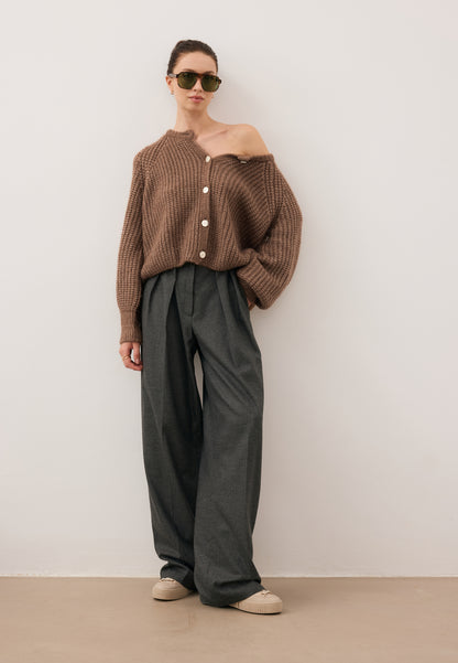 Graphite wide-leg trousers BANOS GRAŻYNA