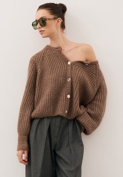 Brown sweater with branded buttons ORNAMY