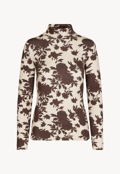 Cream turtleneck with author's OWAKA floral print