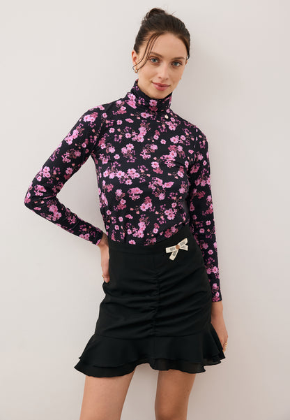 Black mini skirt with ruffles ROSALIAN
