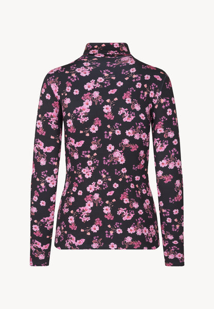 Tight-Fit Turtleneck with OWAKA Signature Print – Black