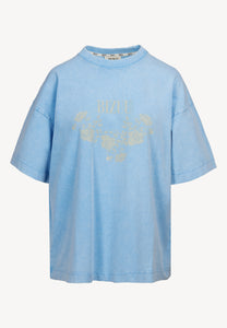 Blue oversized T-shirt with appliqué PAPLYS