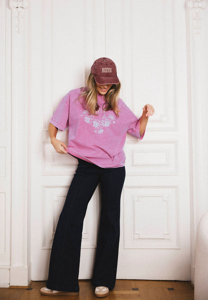 Pink oversized T-shirt with appliqué PAPLYS