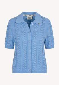 Blue PATRI cardigan in a polo style