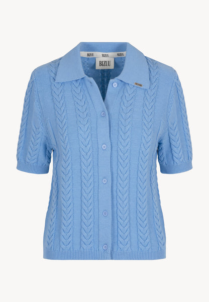 Blue PATRI cardigan in a polo style