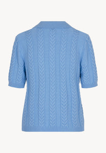 Blue PATRI cardigan in a polo style