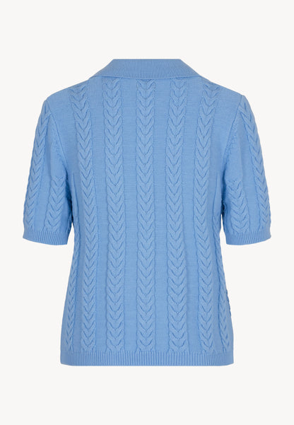 Blue PATRI cardigan in a polo style