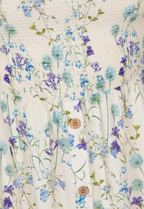 Cream midi dress in author's print PATRYA