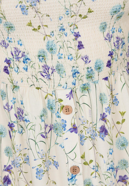 Cream midi dress in author's print PATRYA