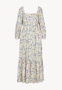 Cream midi dress in author's print PATRYA