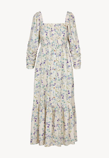 Cream midi dress in author's print PATRYA