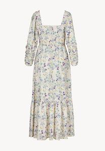Cream midi dress in author's print PATRYA