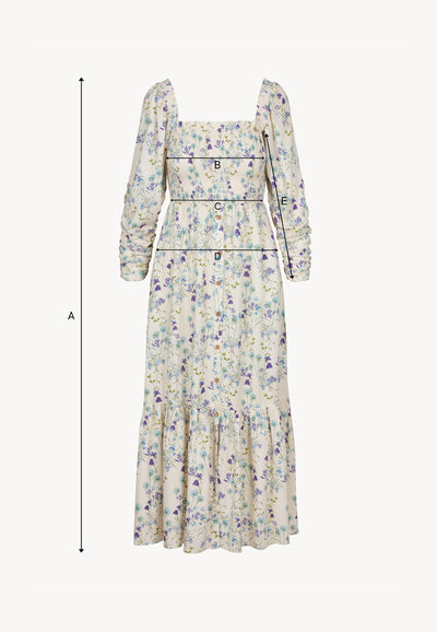 Cream midi dress in author's print PATRYA