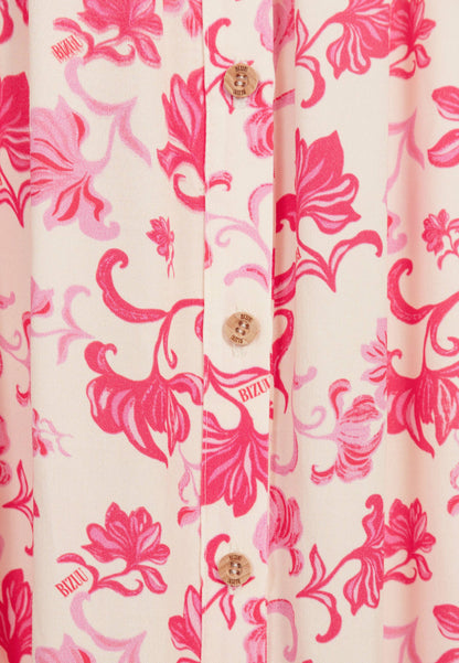 Red midi dress in author's print PATRYA