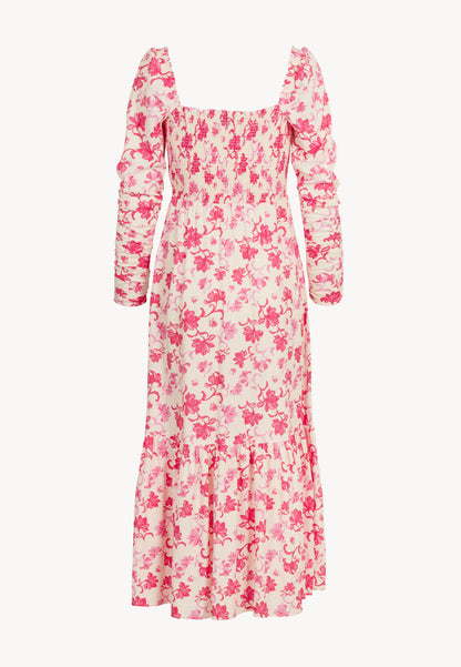 Red midi dress in author's print PATRYA