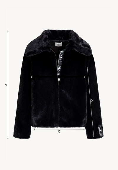 Black PIACENZA faux fur jacket with a straight cut