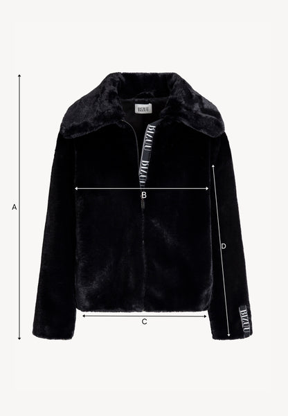 Black PIACENZA faux fur jacket with a straight cut