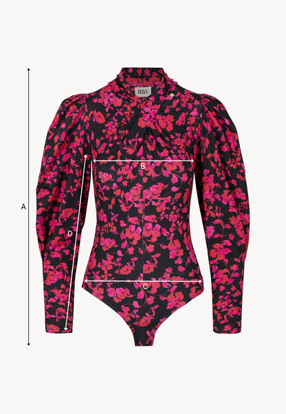 Pink bodysuit with a decorative twist at the neckline PINGANG