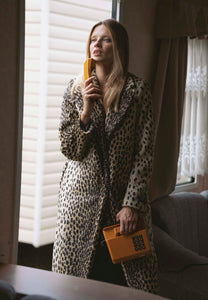 Beige PONTICELLI faux fur coat with a short leopard-print texture