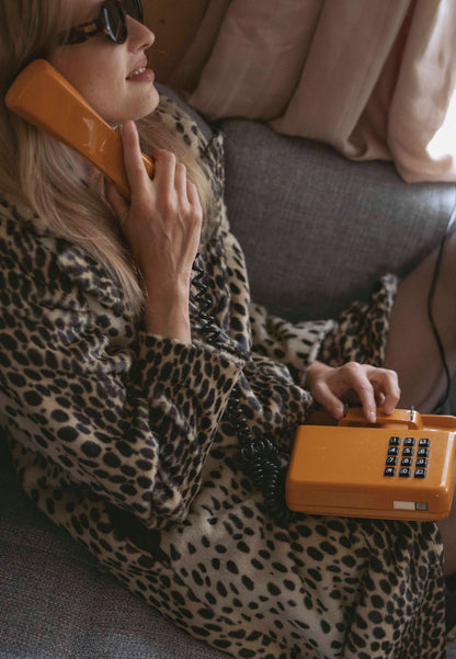 Beige PONTICELLI faux fur coat with a short leopard-print texture