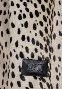 Beige PONTICELLI faux fur coat with a short leopard-print texture