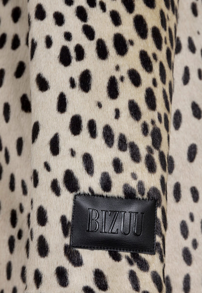 Beige PONTICELLI faux fur coat with a short leopard-print texture