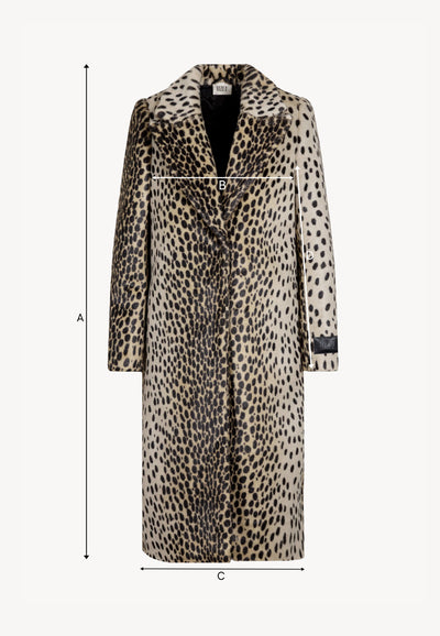 Beige PONTICELLI faux fur coat with a short leopard-print texture